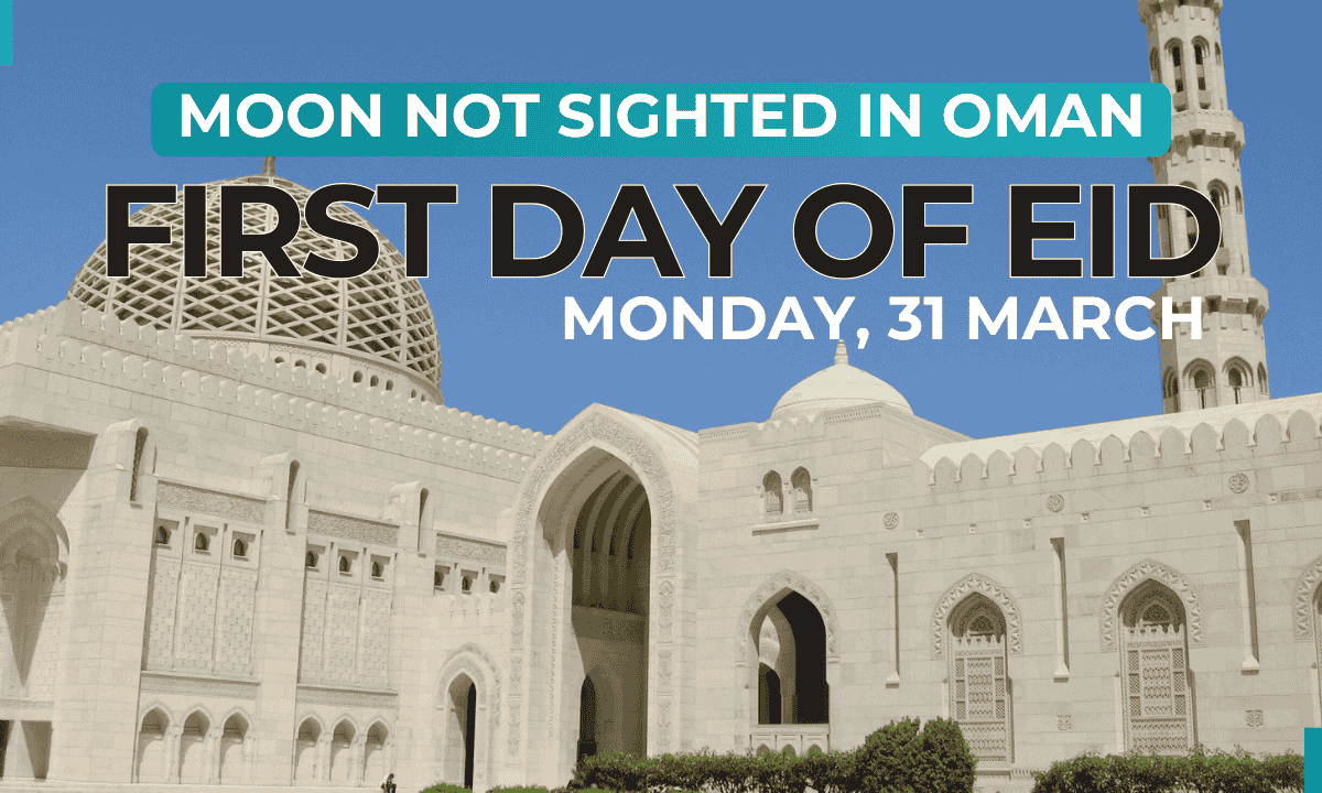 Oman's moon sighting committee announces Eid Al Fitr 2025 on Monday, March 31, differing from Saudi Arabia and other Gulf countries.