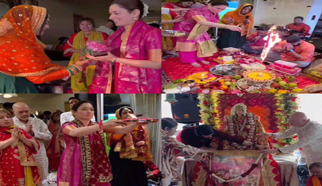 Tamannaah Bhatia Immersed in Bhakti at Mata Ki Chowki During Navratri