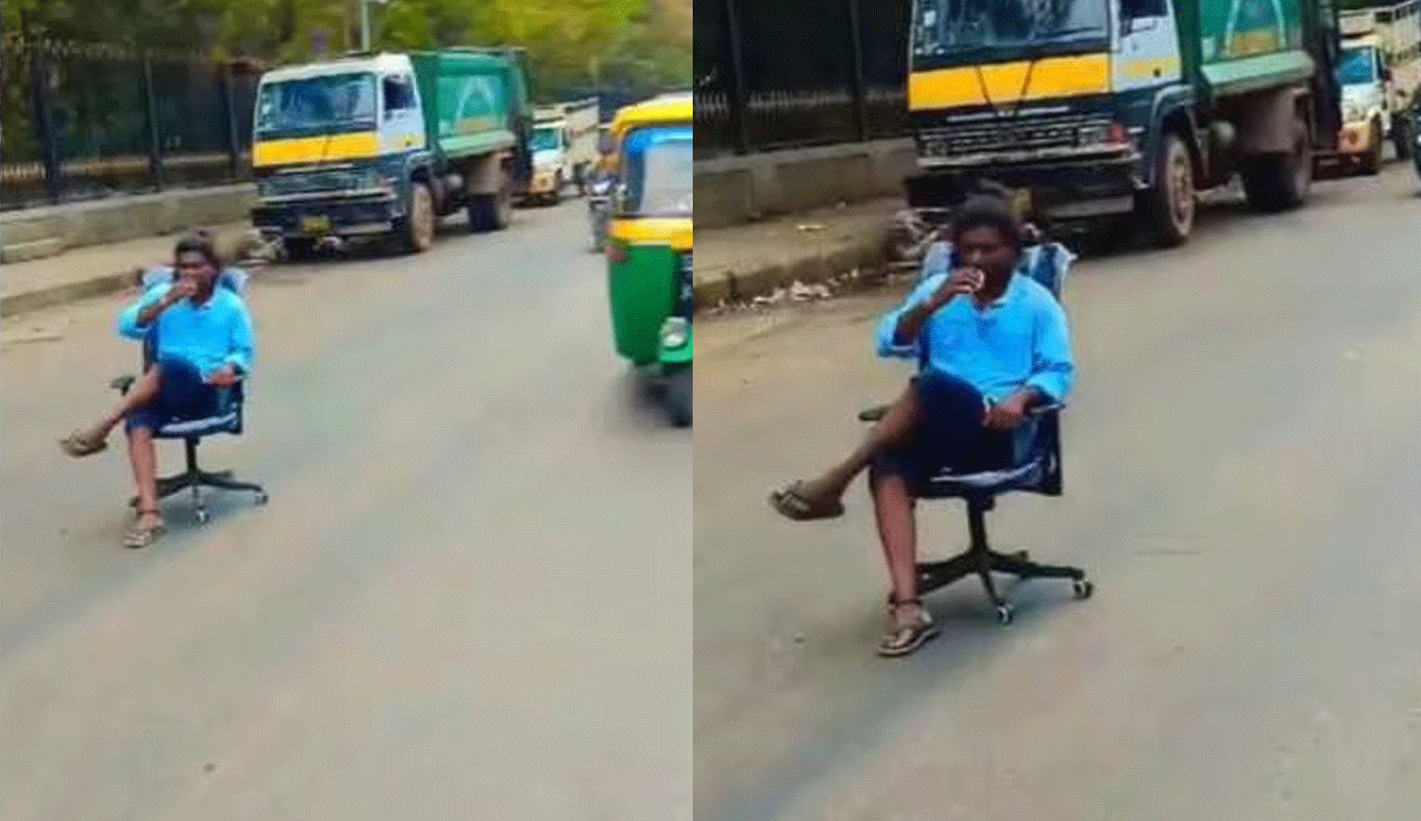 Viral Video: Man, Sips Tea in Middle of Road for Reel — Police Add a Twist You Didn't See Coming!