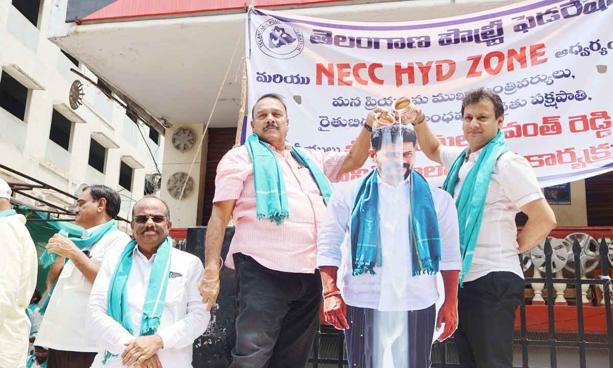 Telangana Poultry Federation and IPEMA Felicitate CM Revanth Reddy with Paalaabhishekam Ceremony