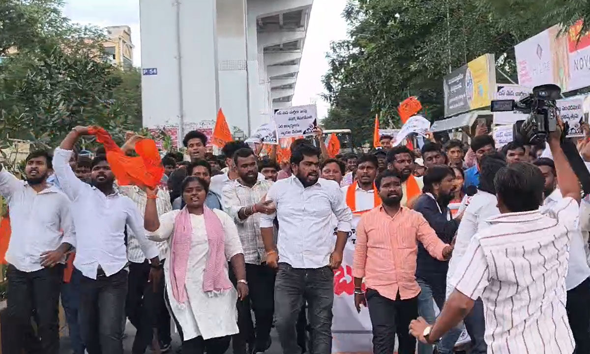 ABVP Stages Protest at Hyderabad’s Bus Bhavan Over Student Bus Pass Fare Hike