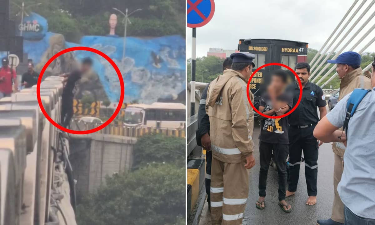 Youth Attempts to Jump from Durgam Cheruvu; DRF Officer’s Swift Action Averts Tragedy