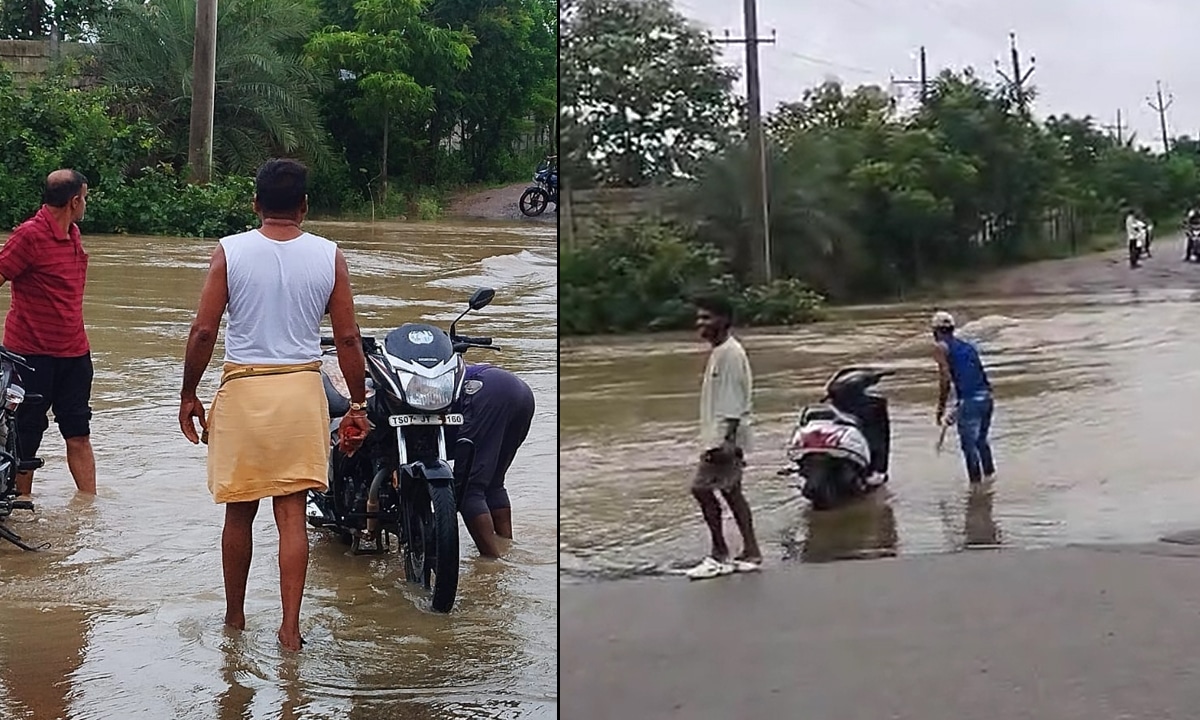 Heavy Rains Flood Medchal Drains, Paralyze Roads in Godaveli & Langapur
