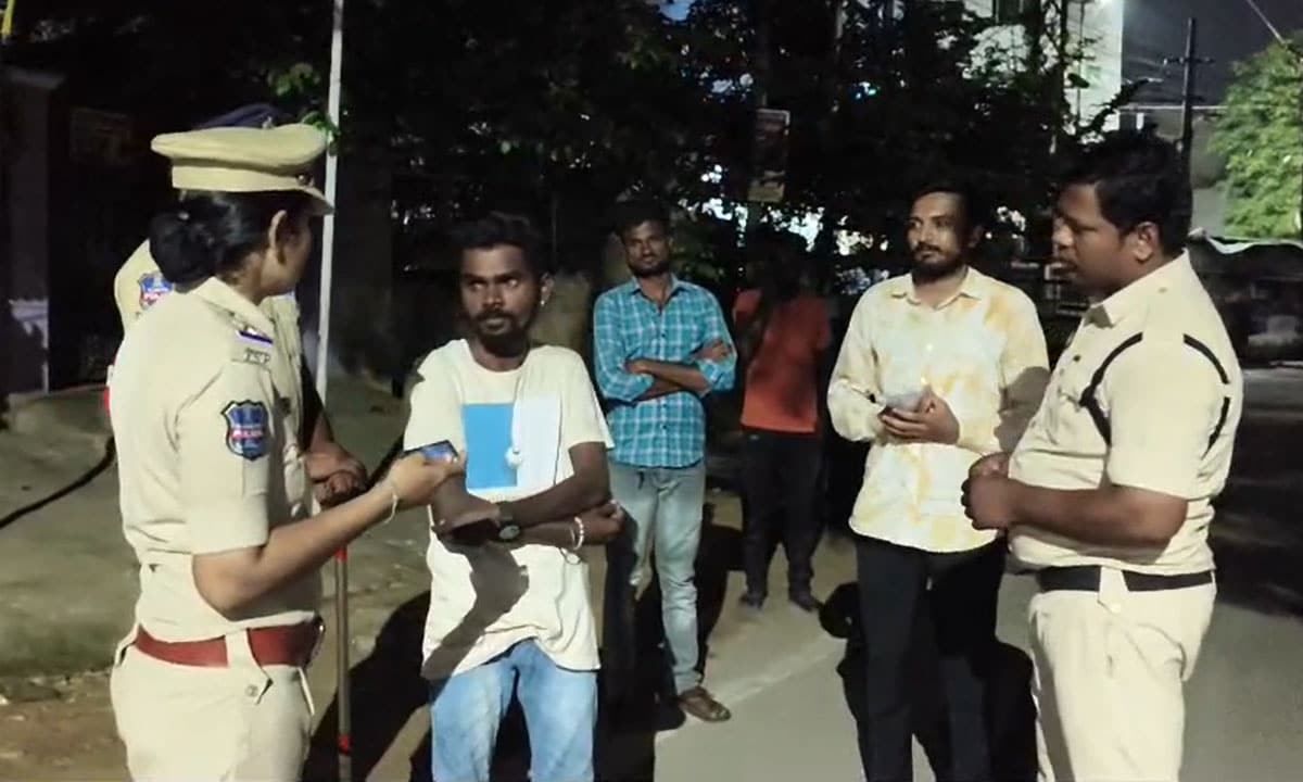 Saidabad Police Conducts Late-Night Vehicle Checking, Action Taken Against Triple Riding