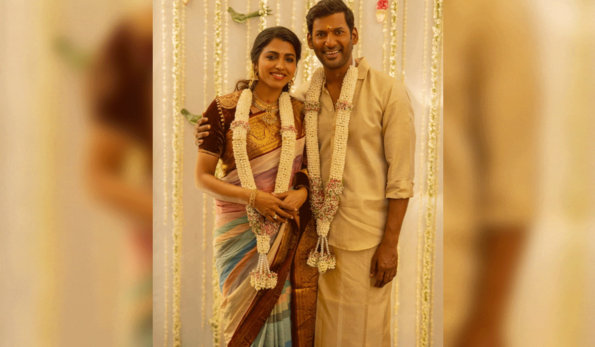 Actor Vishal gets engaged to actress Sai Dhanshika on his birthday