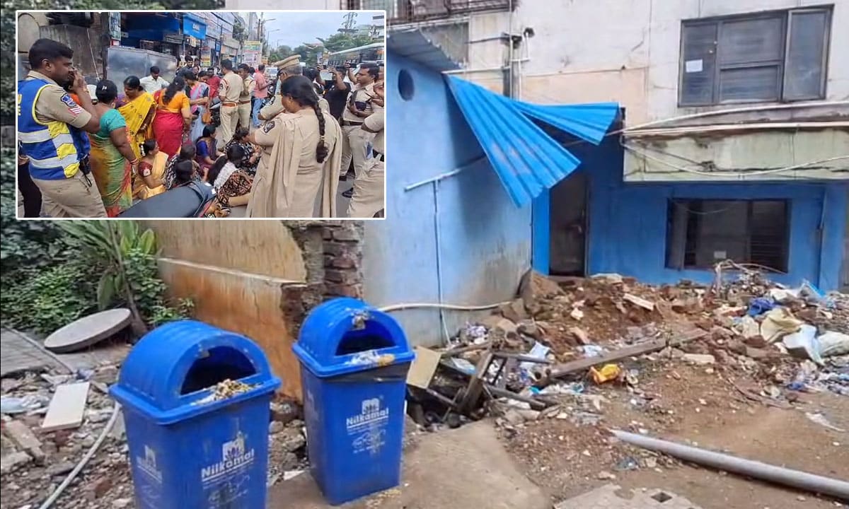 Street Vendors Protest Demolition of Makeshift Shops in Ameerpet