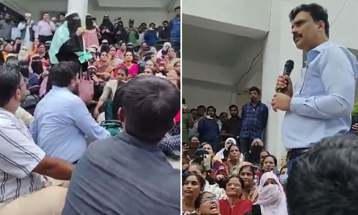 TMREIS Teachers Protest Salary Cuts at Head Office in Nampally