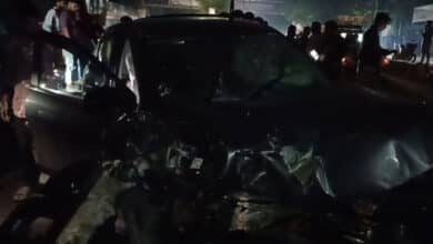 Speeding Car Rams Electric Pole on JNTU Flyover, Six Injured in Crash